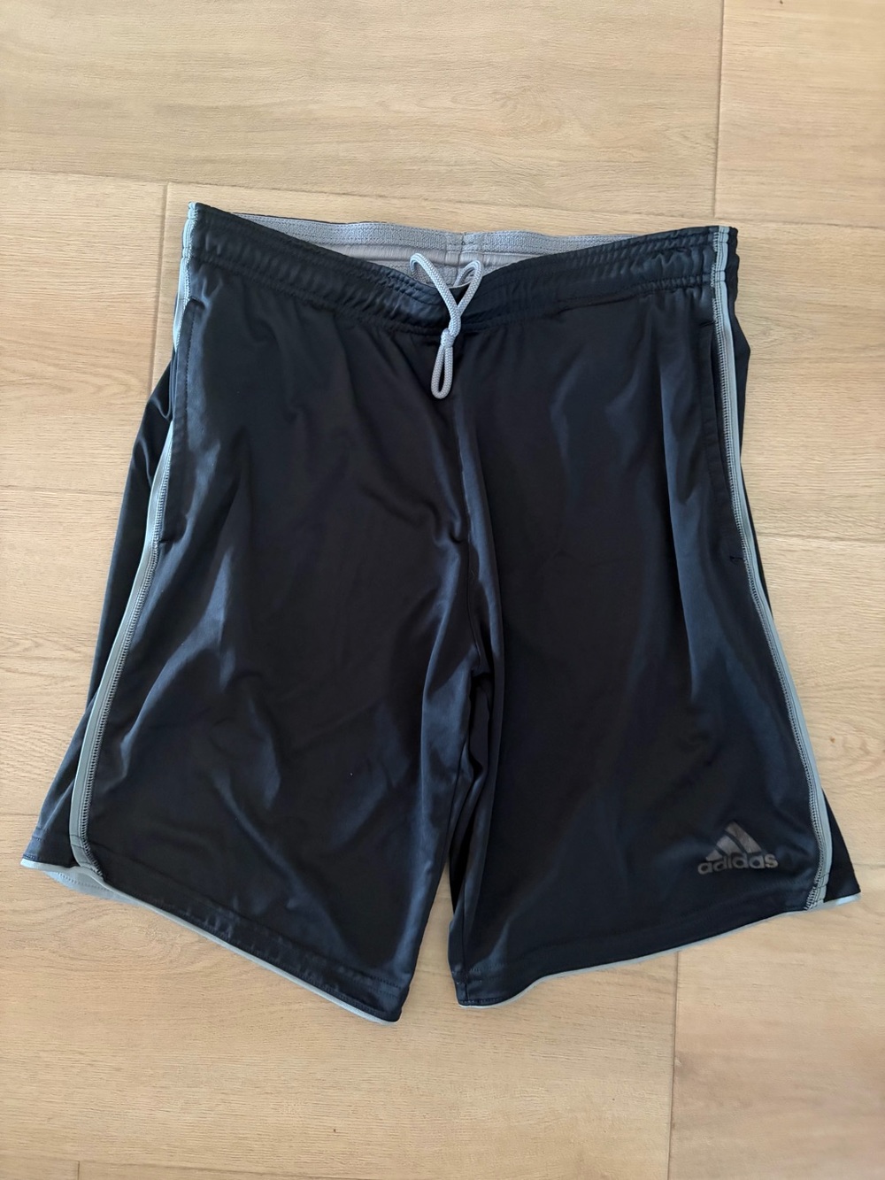 adidas Black Athletic Shorts with Gray Accents